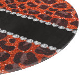 Aangepaste naam neon oranje glitter leopard print snijplank (Hoek)
