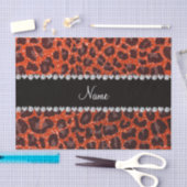 Aangepaste naam neon oranje glitter leopard print tissuepapier (Craft)