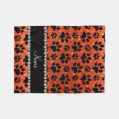 Aangepaste naam neon oranje glitter zwarte hondjes fleece deken (Voorkant (Horizontaal))