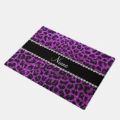 Aangepaste naam neon paarse glitter leopard print deurmat (Schuin)