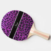 Aangepaste naam neon paarse glitter leopard print tafeltennisbatje (Zijkant)