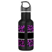 Aangepaste naam neon paarse glitter leopard print waterfles  (Achterkant)