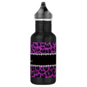 Aangepaste naam neon paarse glitter leopard print waterfles  (Rechts)