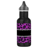 Aangepaste naam neon paarse glitter leopard print waterfles  (Links)