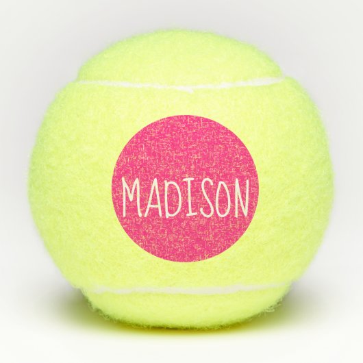Aangepaste naam Neon Pink Super Cute Tennisballen (Voorkant)