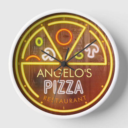Aangepaste naam Neon Pizzeria Restaurant Wandklok (Voorkant)