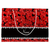 Aangepaste naam neon red glitter cheerlead groot cadeauzakje (Achterkant)