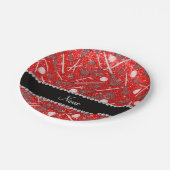 Aangepaste naam neon red glitter lacrosse sticks papieren bordje (Gekanteld)
