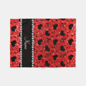 Aangepaste naam neon red glitter muzieknoten harte fleece deken (Voorkant (Horizontaal))