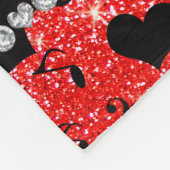 Aangepaste naam neon red glitter muzieknoten harte fleece deken (Hoek)