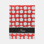 Aangepaste naam neon red glitter volleyballen fleece deken (Voorkant)