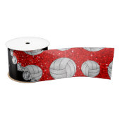 Aangepaste naam neon red glitter volleyballen satijnen lint (Spoel)