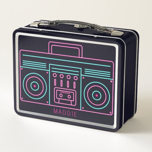 Aangepaste naam Neon Retro Cassette Player (Achterkant)