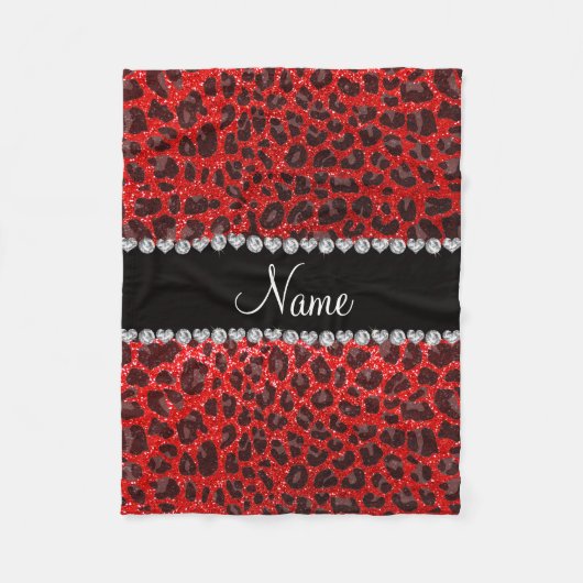 Aangepaste naam neon rode glittersplaat fleece deken (Voorkant)