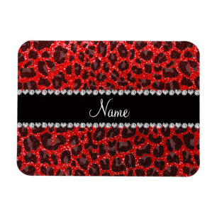 Aangepaste naam neon rode glittersplaat magneet