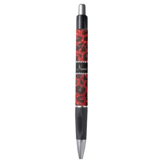 Aangepaste naam neon rode glittersplaat pen (Voorkant Verticaal)