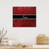 Aangepaste naam neon rode glittersplaat poster (Keuken)