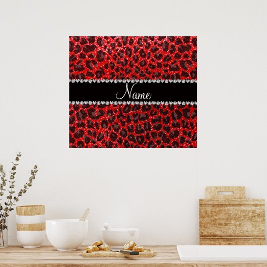 Aangepaste naam neon rode glittersplaat poster (Keuken)