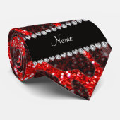 Aangepaste naam neon rode glittersplaat stropdas (Opgerold)