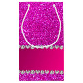 Aangepaste naam neon roze glitter hot roze streep klein cadeauzakje (Achterkant)