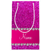 Aangepaste naam neon roze glitter hot roze streep klein cadeauzakje (Voorkant)