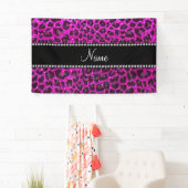 Aangepaste naam neon roze glitter leopard print spandoek (Insitu)