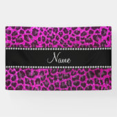 Aangepaste naam neon roze glitter leopard print spandoek (Horizontaal)