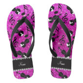 Aangepaste naam neon roze glitter violet muzieknot teenslippers (Voetbed)