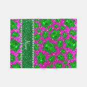 Aangepaste naam neon roze glitter zee schildpadden fleece deken (Voorkant (Horizontaal))