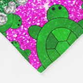 Aangepaste naam neon roze glitter zee schildpadden fleece deken (Hoek)