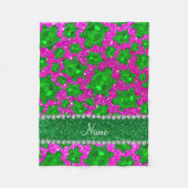 Aangepaste naam neon roze glitter zee schildpadden fleece deken (Voorkant)