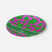 Aangepaste naam neon roze glitter zee schildpadden papieren bordje (Gekanteld)