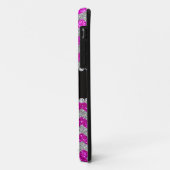 Aangepaste naam neon roze zilverglitterchevrons Case-Mate iPhone case (Achterkant/links)