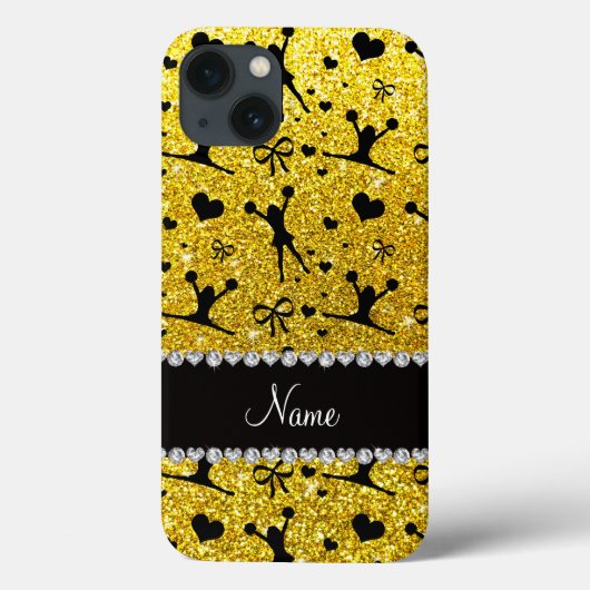 Aangepaste naam neon yellow glitter cheerlead Case-Mate iPhone case (Achterkant)