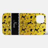 Aangepaste naam neon yellow glitter cheerlead Case-Mate iPhone case (Achterkant (horizontaal))