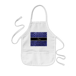 Aangepaste naam: neonblauw glitterblad kinder schort