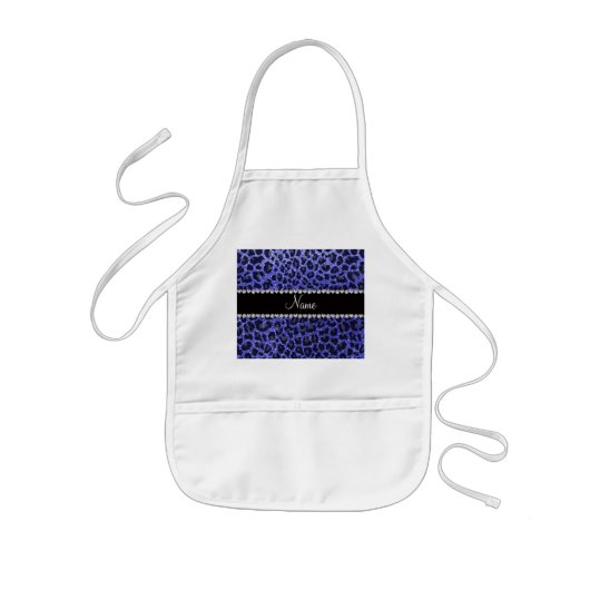 Aangepaste naam: neonblauw glitterblad kinder schort (Voorkant)
