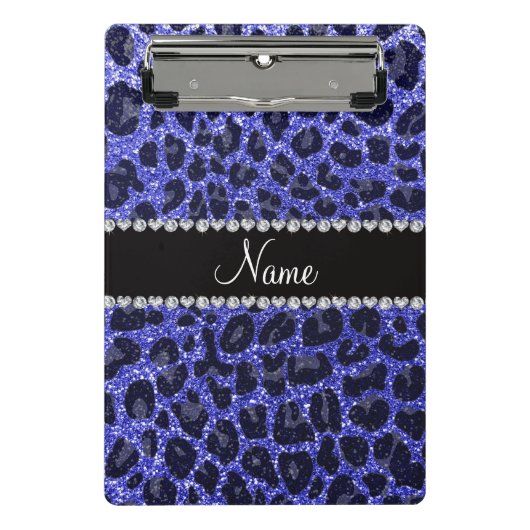 Aangepaste naam: neonblauw glitterblad mini klembord (Voorkant)