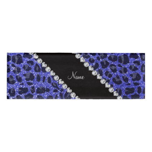 Aangepaste naam: neonblauw glitterblad naambadge (Voorkant)