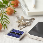 Aangepaste naam: neonblauw glitterblad sleutelhanger (Zijkant)