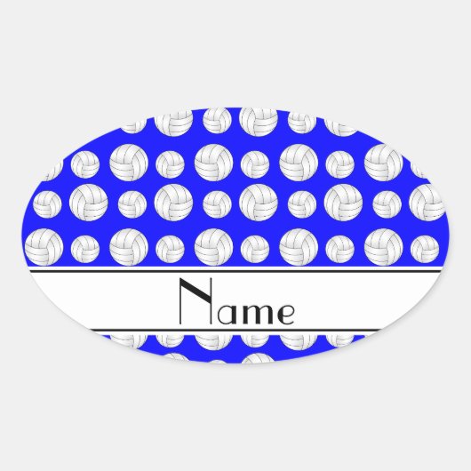 Aangepaste naam: neonblauwe volleyballen ovale sticker (Voorkant)