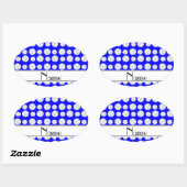 Aangepaste naam: neonblauwe volleyballen ovale sticker (Vel)