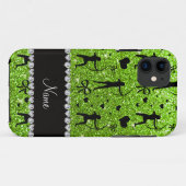 Aangepaste naam neongroene glitterarchie Case-Mate iPhone case (Achterkant (horizontaal))