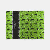 Aangepaste naam neongroene glitterarchie fleece deken (Voorkant (Horizontaal))