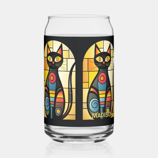 Aangepaste Naam Nep Gebrandschilderde Kat Blikvorm Glas (Voorkant)