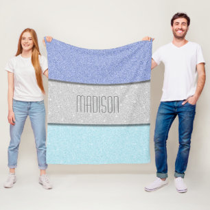 Aangepaste Naam Nep Glitter Bling Fleece Deken