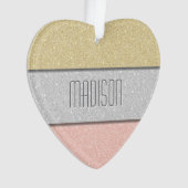 Aangepaste Naam Nep Glitter Bling Ornament (voorkant)