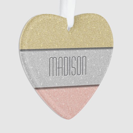 Aangepaste Naam Nep Glitter Bling Ornament (voorkant)