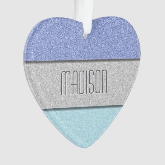 Aangepaste Naam Nep Glitter Bling Ornament (voorkant)