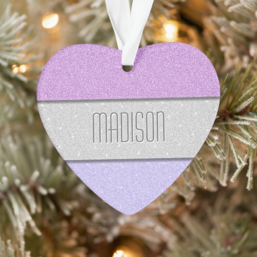 Aangepaste Naam Nep Glitter Bling Ornament (Boom)